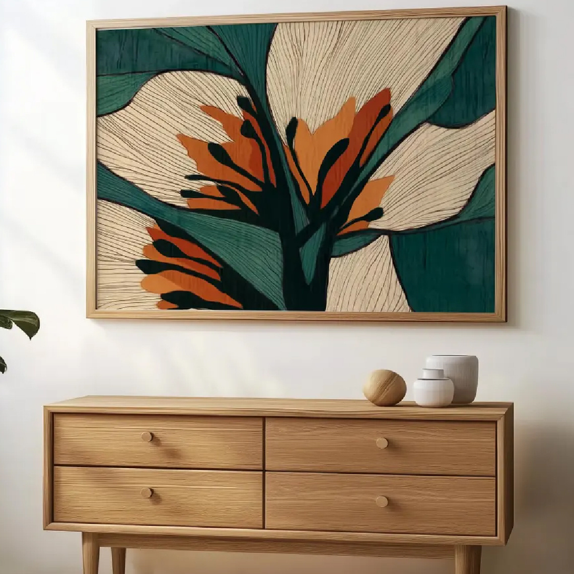 TEMU 2d Flat, 2d Flat, 1pc, Wall Art, Vintage Poster, Abstract Botanical , Wall Art, Botanical Bedroom Print, Modern Home Decor, Mid-century Print,