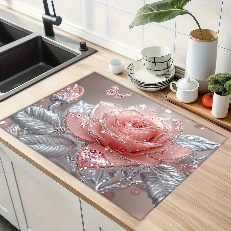 1 buc covora roz cu model de trandafiri pentru ma ina de sp lat covora antipraf pentru ma ini de sp lat covora absorbant hus pentru ma ini de sp lat covora pentru uscarea vaselor potrivit pentru sp l to  i buc t   aplicabil pentru aragazuri electrice capace pentru aragaz 1 buc 50cm 60cm 19 6 inch 23 6 inch 0