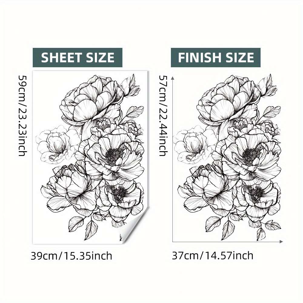Image of Wall Sticker Wall Decoration , And White Peony Large Flower Floral Pattern Wall Sticker, Home Decoration Beautifying Wall Decoration Wall Sticker Wall Sticker Flower Wall Painting