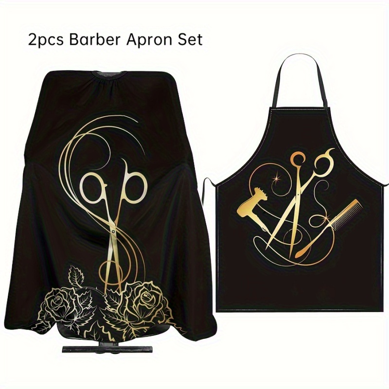 Barber Capes Professiona 2pcs Barber Apron Set | Adjustable Easy-clean & Pro-designed For Haircut Cape | Universal Hairstyles & Salon Needs Hair Cutting Cape