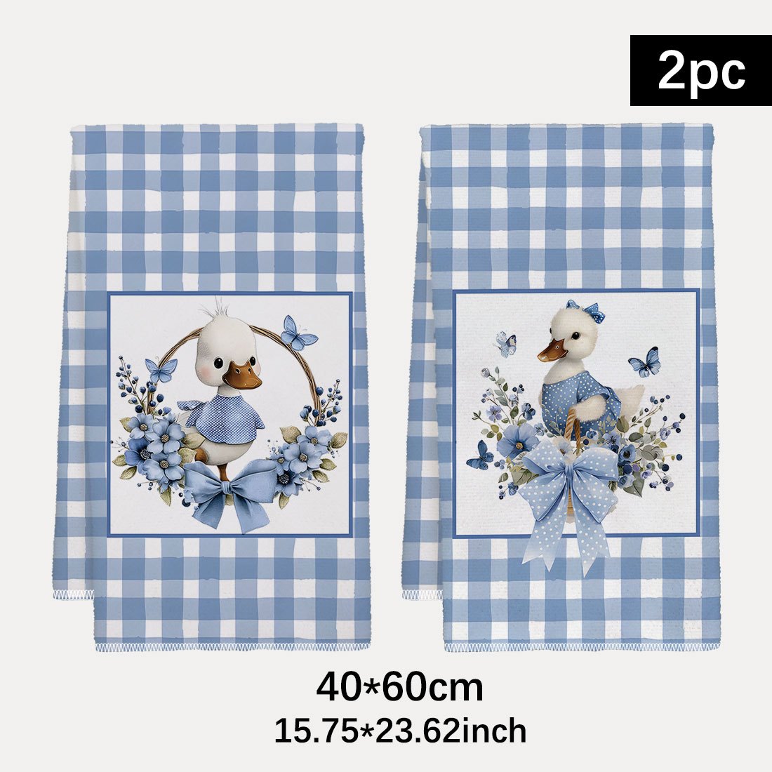 TEMU 2pcs Set Of Duck-themed Patterned Kitchen Towels, Dishcloths, Cleaning Rags, Tea Set Decorations, Suitable For Living Room And Kitchen Cleaning