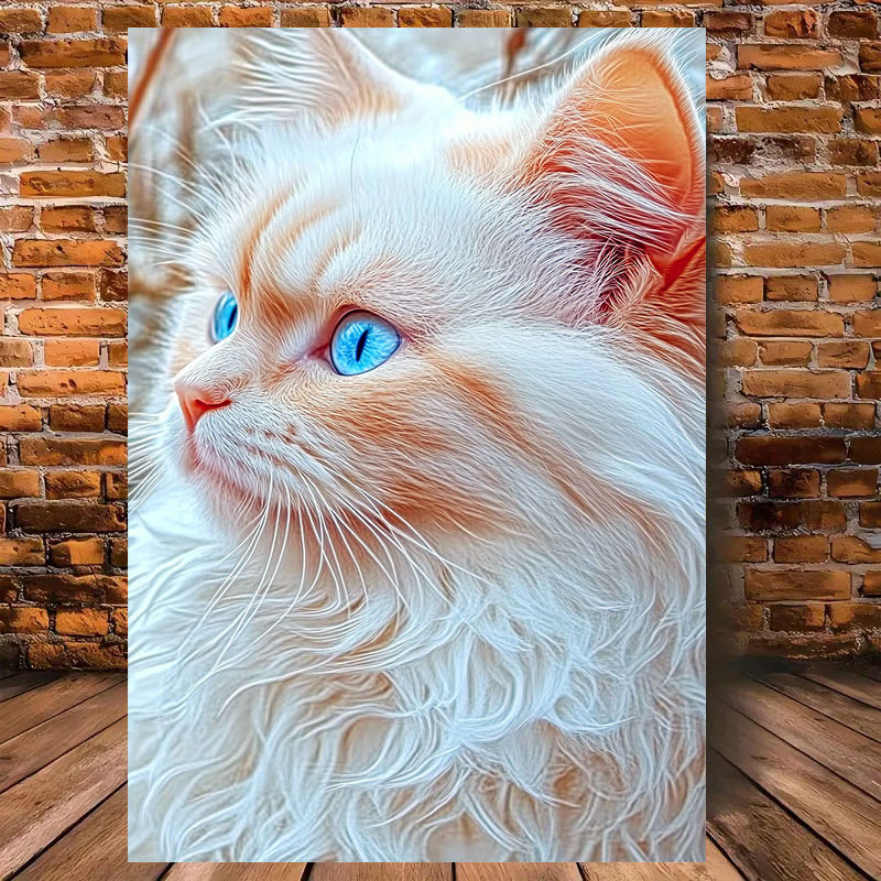 

Large Long-haired Cat Diamond Painting Kit - Acrylic, Square & Round Diamonds, Gift , Wall Decor, Art, 1pc