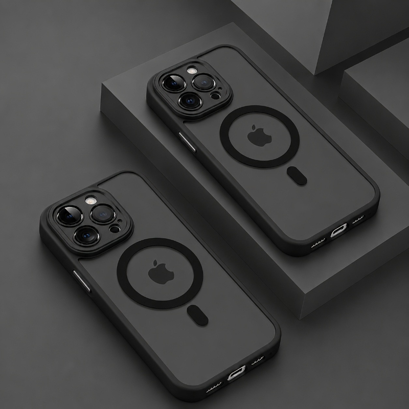 TEMU Coque de téléphone : Étui de luxe mat blindé avec chargement fil magnétique pour iPhone 11/12/13/14/15/16/17 Pro Air avec film de d'objectif,