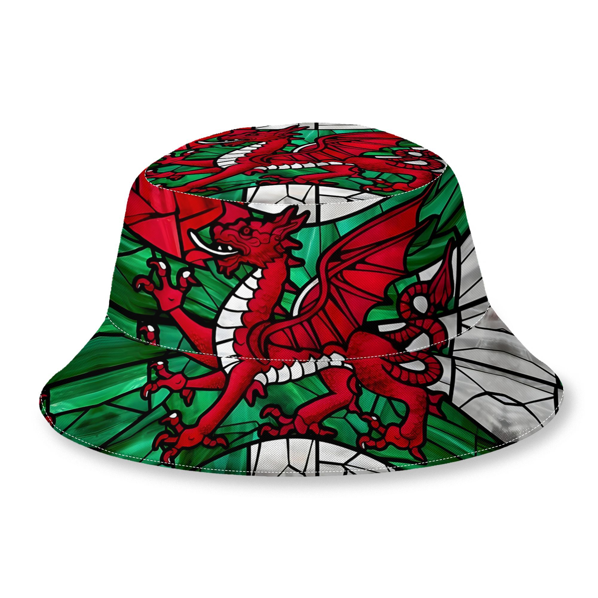 TEMU 2d Print Design Welsh Mosaic Flag Print Spring Summer Bucket Hat, Men Women Street Casual Bucket Hat