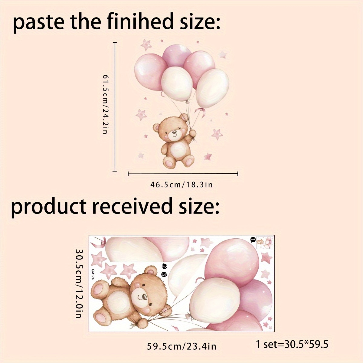 Bear Balloon Wall Sticker Self-adhesive Decoration For Bedroom Headboard Background Wall Decoration Sticker Self-adhesive Living Room Sofa Background Wall Sticker