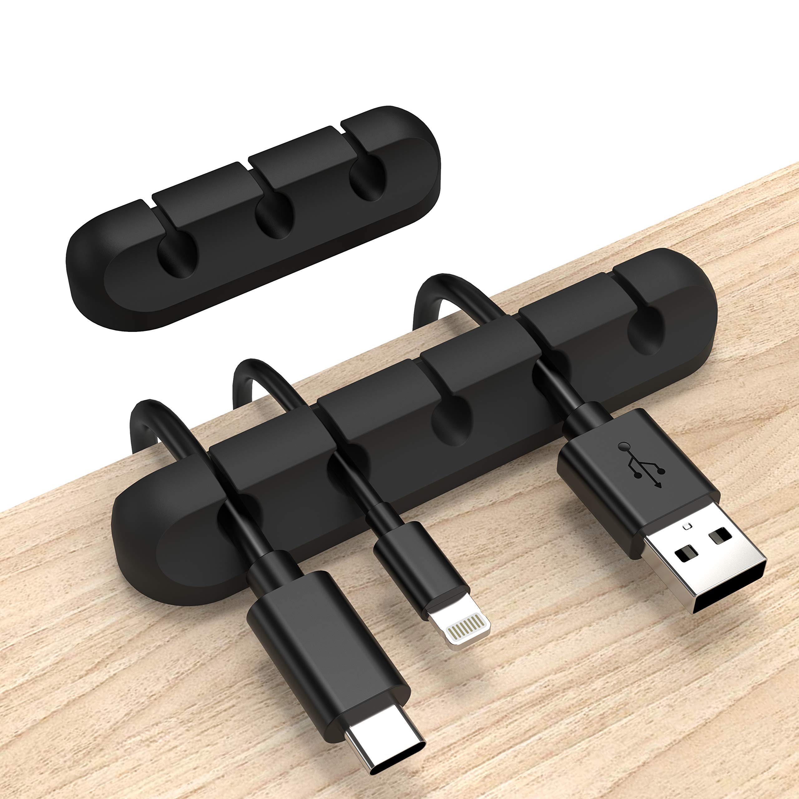 TEMU White/black For Cable Clips 2pcs Per Set, Flexible , Usb Wire Holder For Cable Management, Perfect For Desk, Car