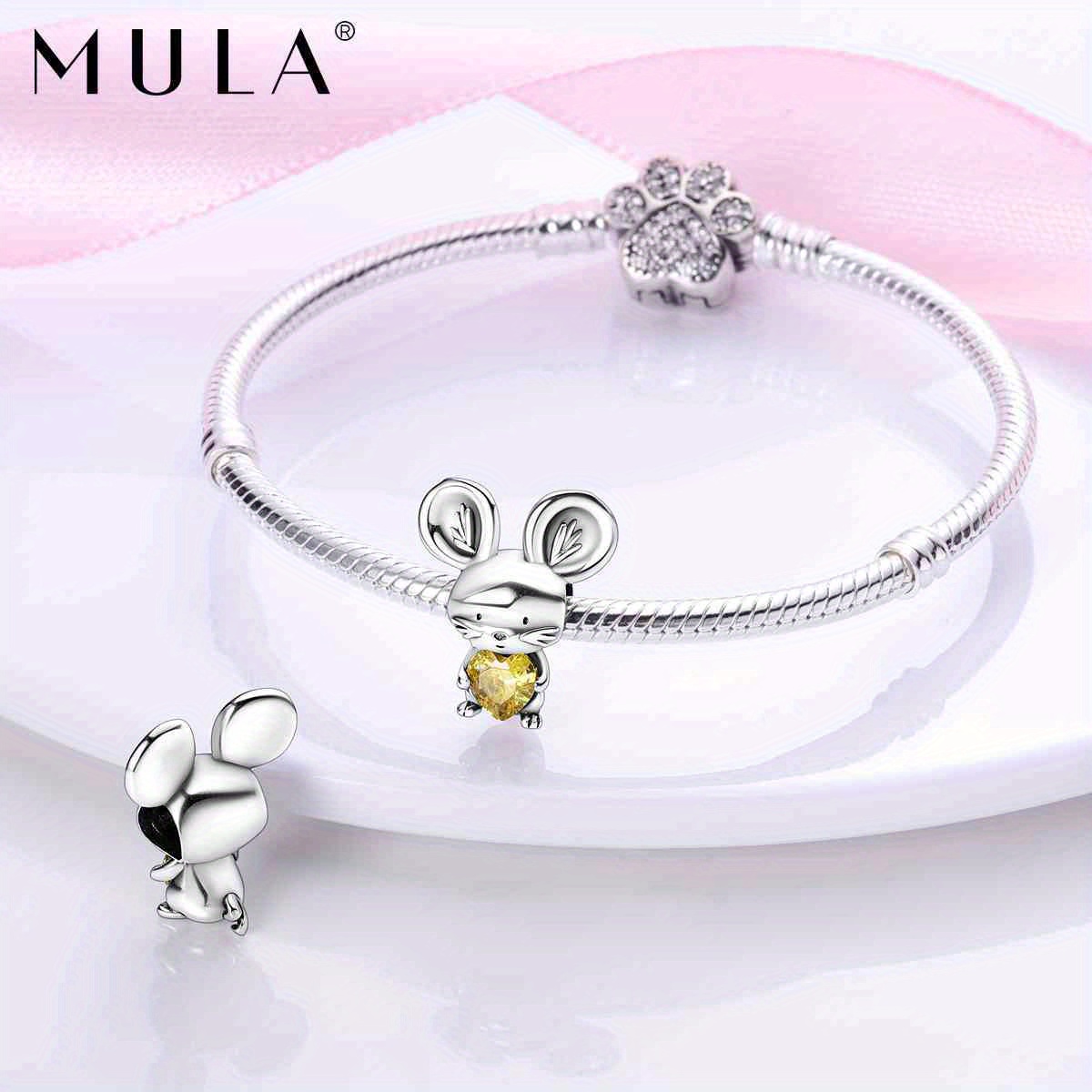 1pc Silvery Jewellery Cubic Zirconia Yellow Mouse Charms For Necklace Keychain Brangle Elegant For Women Excluing Bracelet Perfect For Birthday Gifts Gift For Her