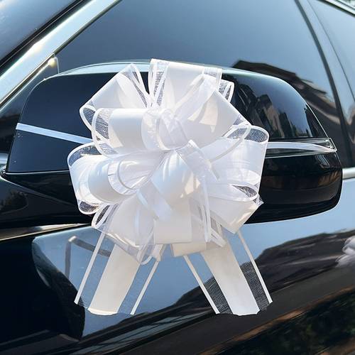 8pcs grand nœud en cordon en plastique - décoration de voiture de mariage blanche et , nœud décoratif réutilisable et durable adapté aux chaises, emballage cadeau, fête danniversaire et à domicile, décoration dévénement, design de nœud ,
