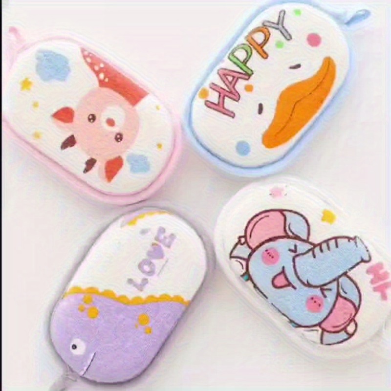 Bath Sponge & Face Towel - Soft Material, Cute Cartoon Animal Patterns, Care Essential, Bathing Tool, Random Color