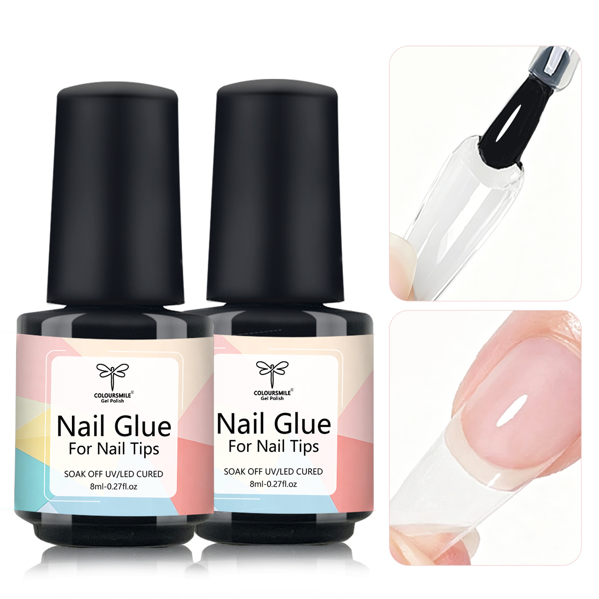 Image of 2pcs Super Strong Nail For Acrylic Nails Nail Tips Press On Nails Fake Nails Brush On Application Durable & Long- Lasting False Nail, Requires A /led Lamp For Use, Nail Tips Gel