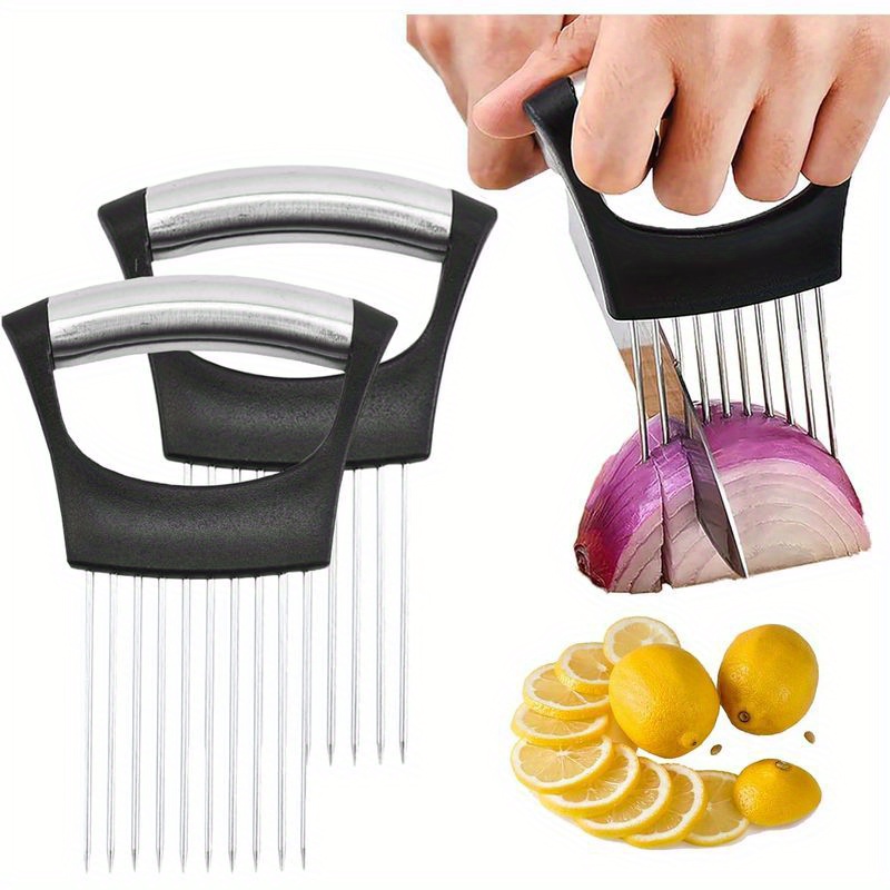 Upgraded Onion Holder & Slicer - Stainless Steel Kitchen Tool For Chopping Onions, Potatoes, Tomatoes & More (2024 Model)
