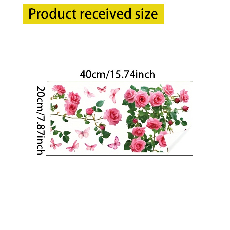 TEMU 1pc Rose And Glass Sticker For Bathroom, Self-adhesive Pvc Glass Door Sticker, Floral Pvc Sticker, Wall Decal, Creative Sticker, Fun Sticker,