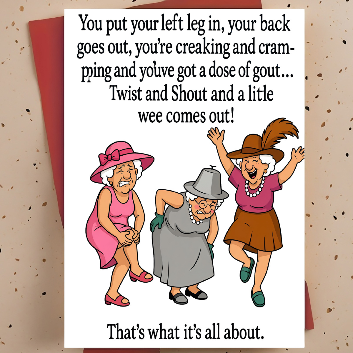 TEMU 1pc Funny Birthday Greeting Card For Grandma, Aunt, Close Female Friend – Cartoon Elderly Women Cartoon , Humorous Card, With Envelope