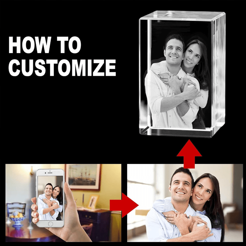Personalized Couple's Commemorative Gift, Custom Photo Crystal Ornament