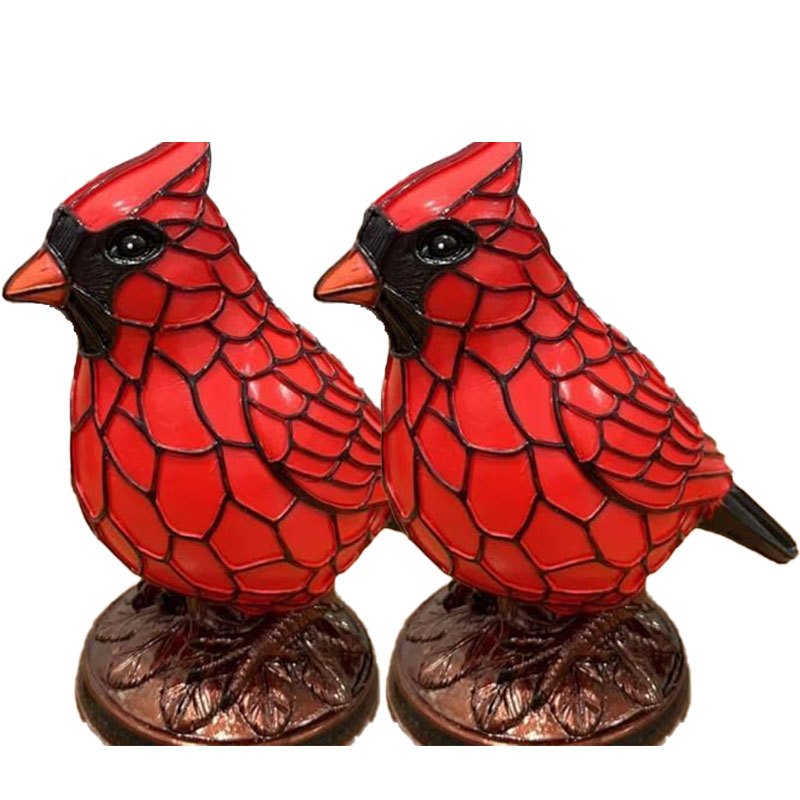 TEMU 1 Pair Of Luminous Lamps - Party Centerpiece Decoration, Red Bird-shaped Table Lamp, Warm , Vintage Painted Style Christmas Decor, Suitable For