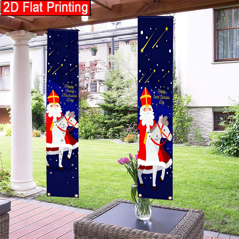 TEMU 2d Flat, 2d Door Banner, 1 Pair 2d Flat Day Door Banner Flag With Winter Snowflake Design Suitable For Party Door Wall Decoration No Electricity