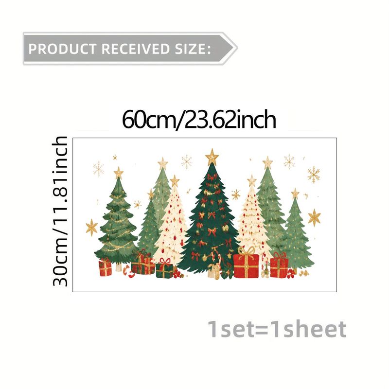 TEMU 2d Flat, 1pc 2d Flat Pattern Decal, Christmas Decoration Static Cling Sticker, Window Decal, Glass Decal, Window Sticker, Christmas Tree