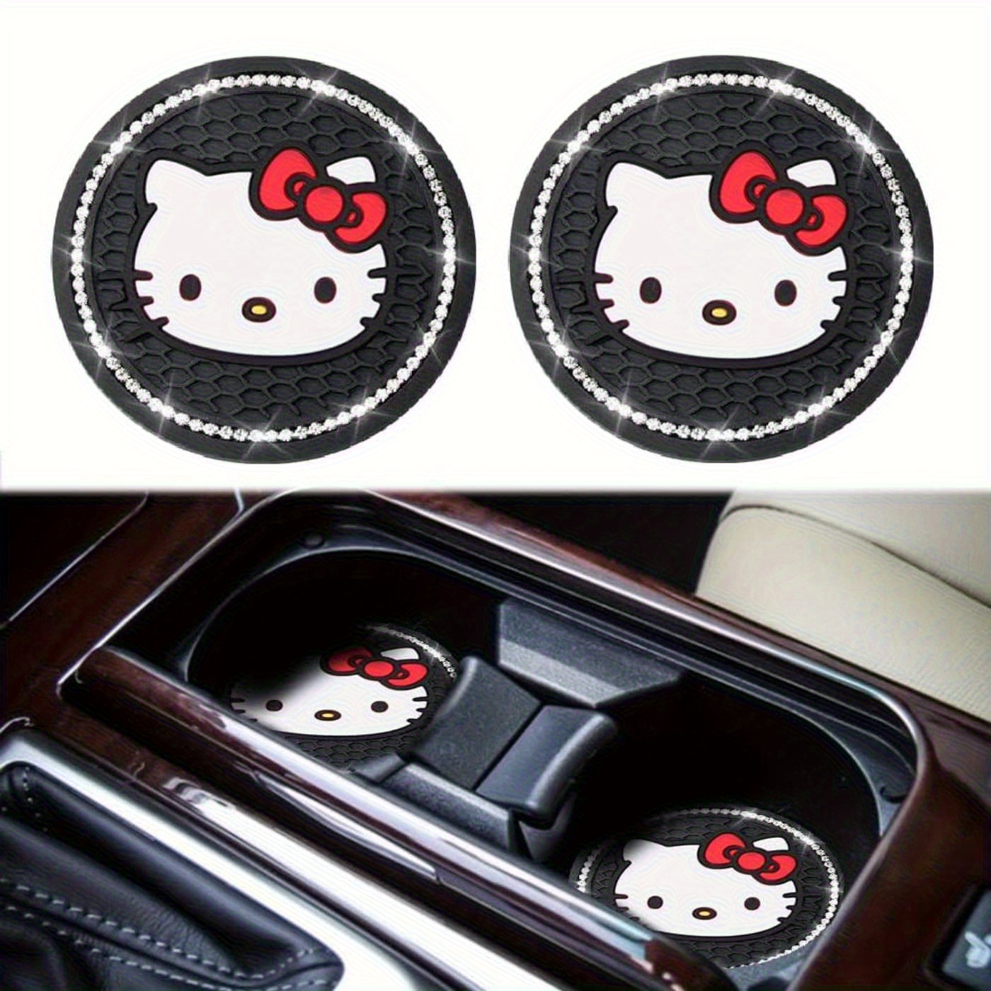 TEMU Set Of 2 Adorable Kitten Coasters, Silicone With A Non-slip Design, Suitable For Any Car