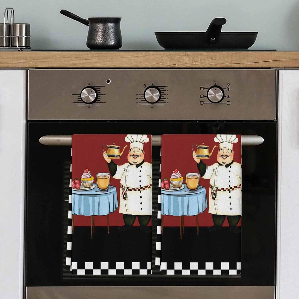 TEMU Kitchen Towels Set Of 2 Kitchen Dessert Dish Towels And Dishcloths Sets Tea Towel Black Absorbent Hand Towels For Kitchen Bathroom Drying Cleaning Baking Home Decor