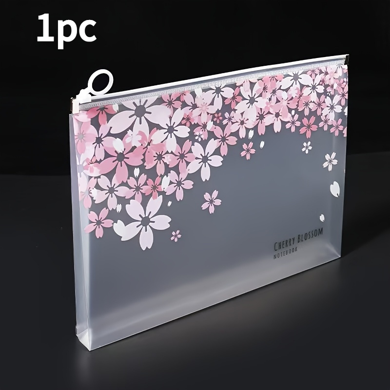 TEMU Classeur à Documents Transparent Format A4 à Motif Aléatoire Style , Pochette pour Copies d'Épreuves d'Élève avec Fermeture Éclair, 4 Styles,