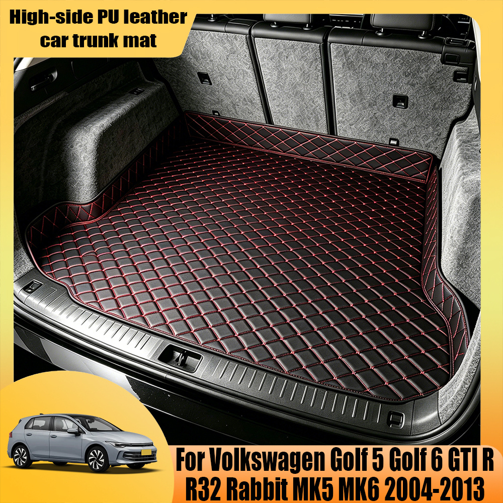 TEMU For Golf 5 Golf 6 R R32 Rabbit Mk5 Mk6 2004-2013 Faux Leather Car Trunk Mat, Wear-resistant Protector, Protection & Easy-to-clean, Ideal