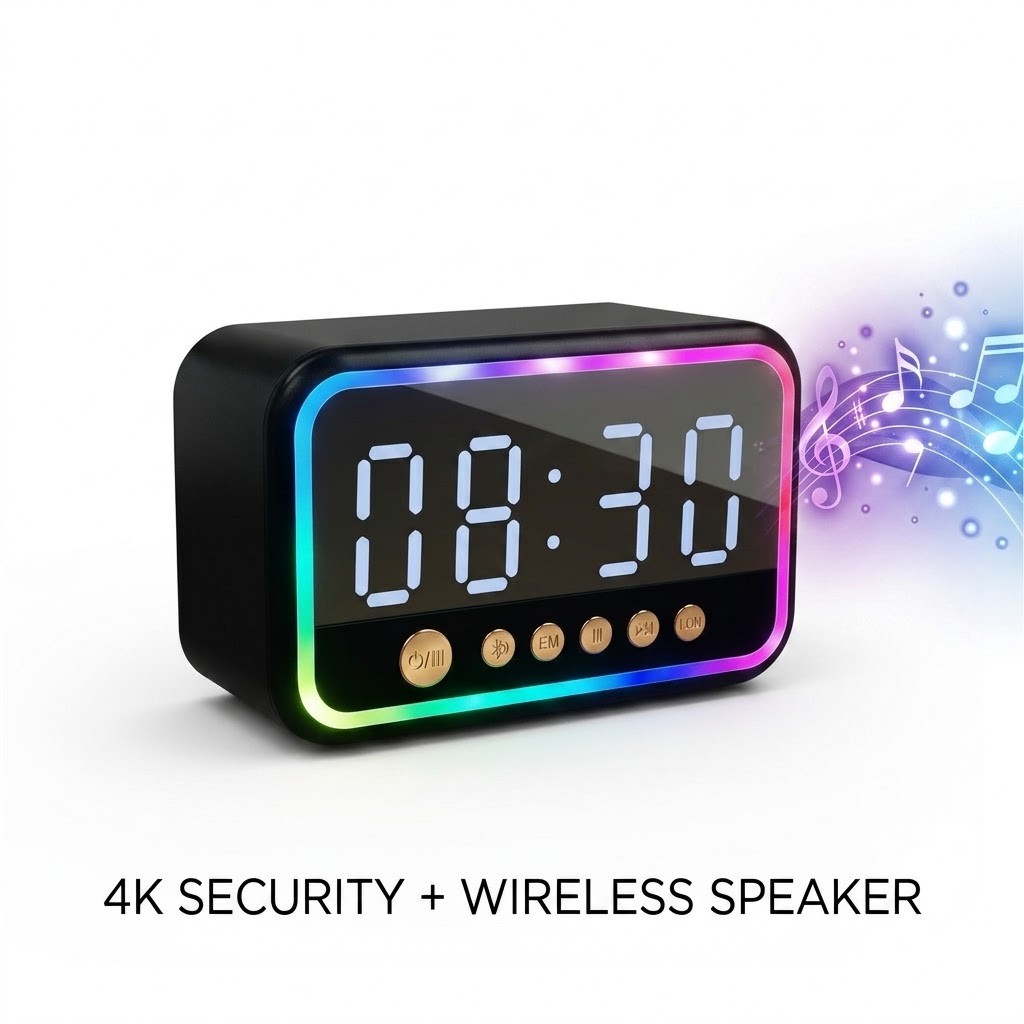 Image of Multifunctional Rgb Mirror Camera; Device Featuring Wifi Camera, Alarm Clock, Fm Radio, Clock And Speaker | Local Tf Card Storage | Remote Real-time Viewing Phone | 100-degree Wide-angle Lens