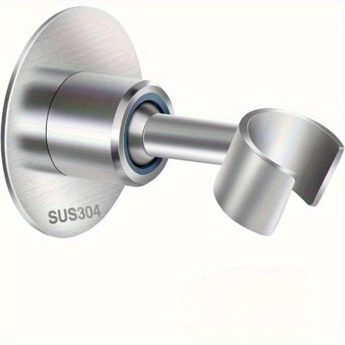 1pc 304 stainless steel shower head bracket 360 adjustable handheld shower wall bracket no drilling required installation durable shower additions smooth metal texture