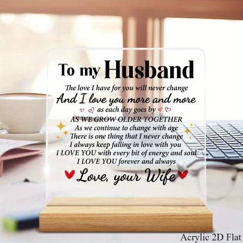 2d flat 2d flat 1 5 12 x 4 72inch husband gift valentines day wedding anniversary birthday gift best husband gift for him acrylic desk medal sign home decoration for my husband 2d flat