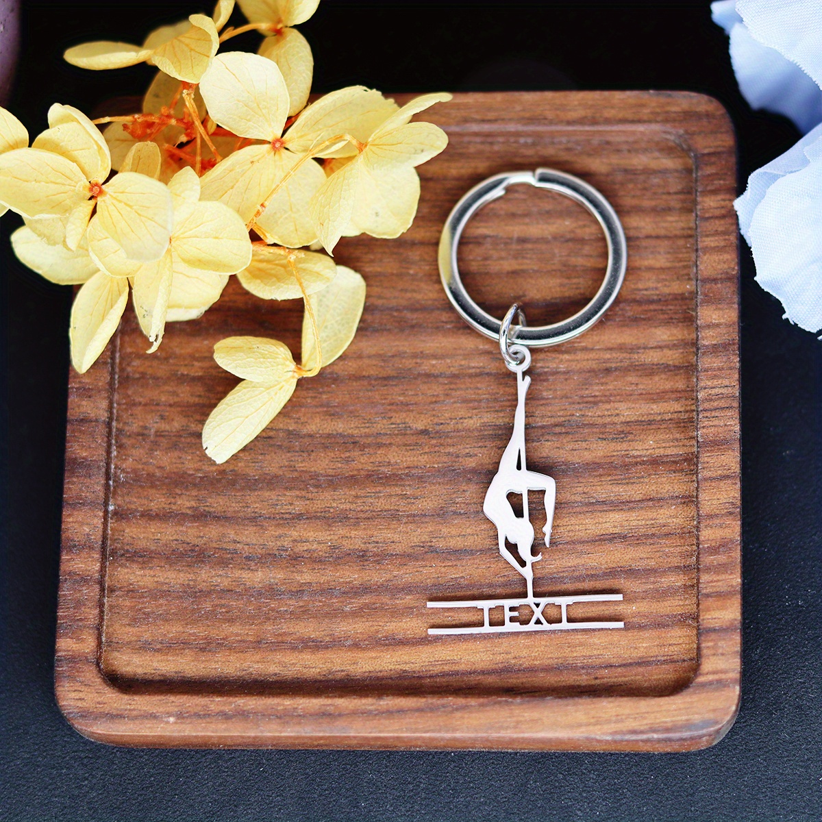 TEMU Portachiavi personalizzato con per ballerina e ginnasta, portachiavi con targhetta in acciaio inossidabile, regalo di compleanno per ginnasta