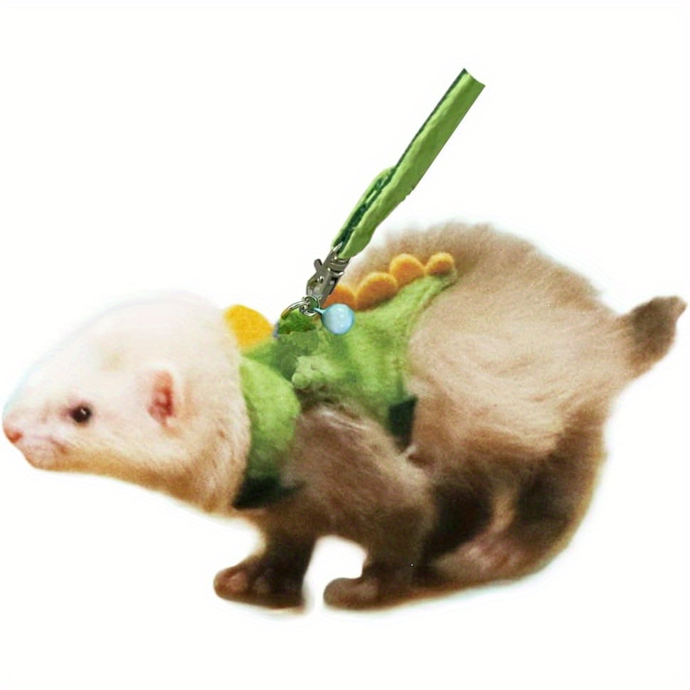 

Dinosaur-shaped Ferret Harness With Leash Set, Adjustable Fabric Safety Vest For Small Pets, Suitable For Guinea Pig, Teacup Chihuahua, Mouse, And Other Small Animals