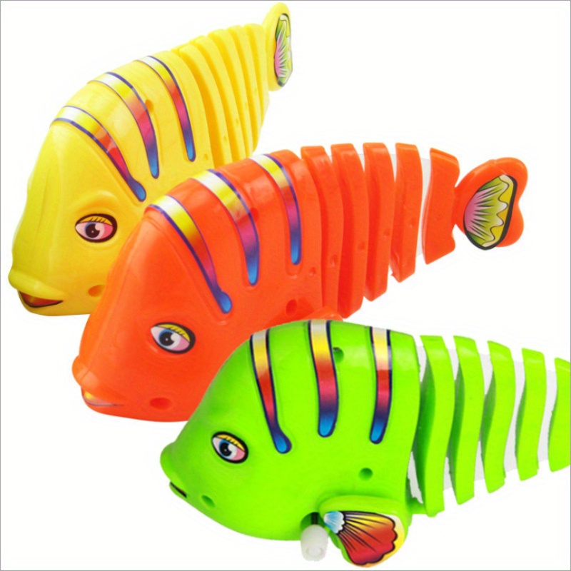 3pcs Wind Up Swinging Cartoon Fish Toy - 360 Rotating Spring Swing Fish