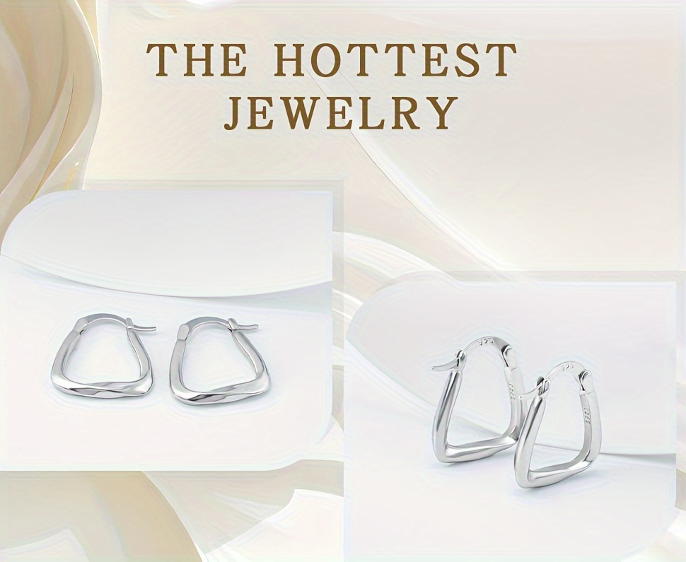 womens earrings with simple geometric twist 925 silver suitable for daily wear and gift   Product details 0