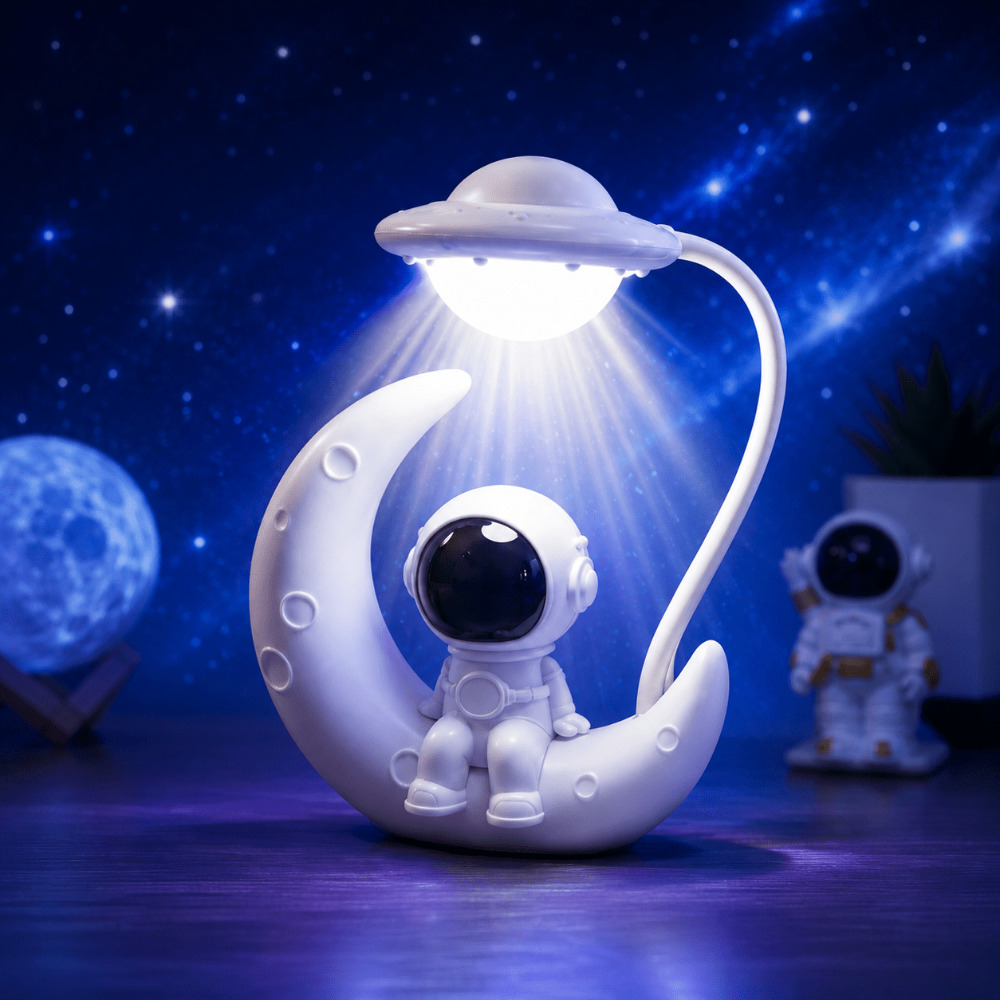 TEMU Usb Rechargeable Moon Astronaut Night Light Lamp With - Usb- Desk Lamp Suitable For Bedroom, Room Decor,, Plastic Table Lamp With Astronaut