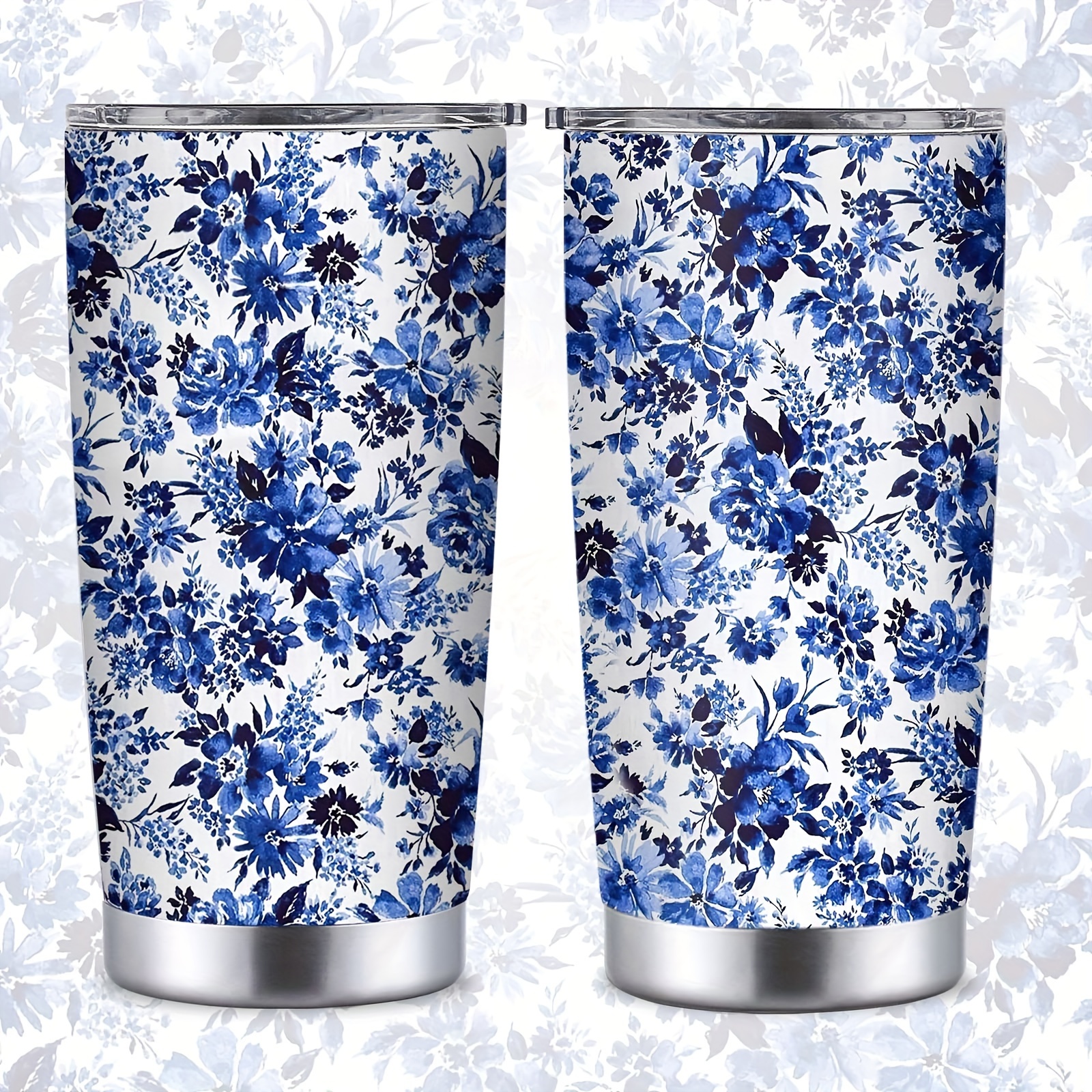 Blue Floral 20oz Stainless Steel Tumbler