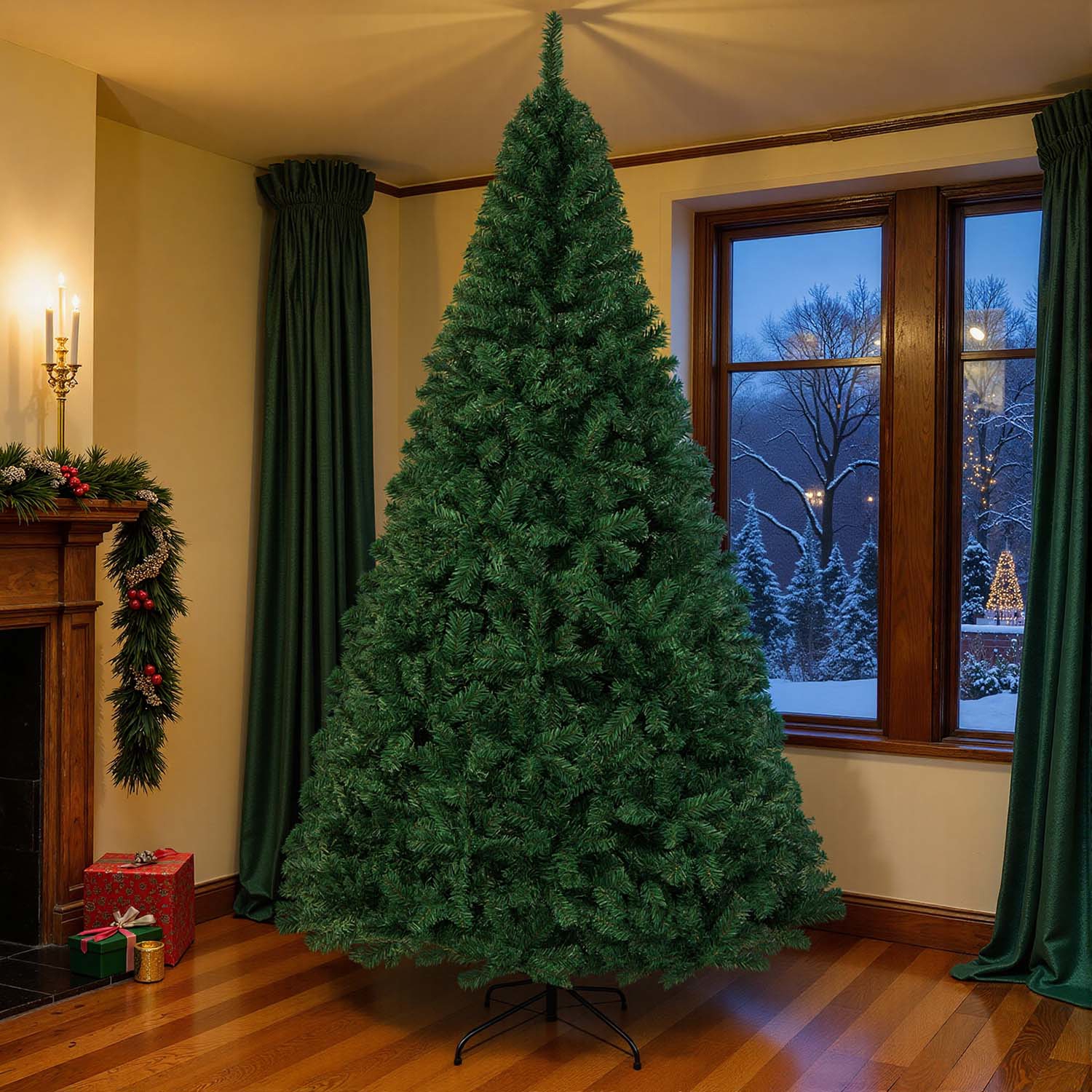 TEMU Albero di Natale artificiale 240 cm, albero di Natale verde non con 1138 rigogliose punte di rami in PVC, supporto pieghevole in metallo,