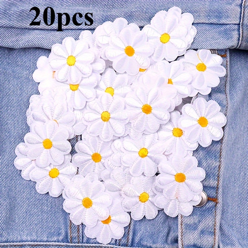 TEMU 20pcs Daisy Sunflower Iron-on Patches, Thermoadhesive Polyester Appliques For And Sewing, Appliques For Sewing