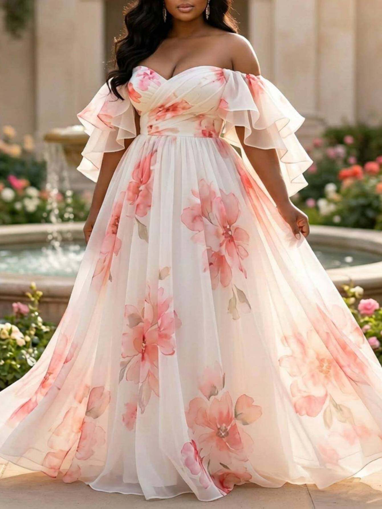 brown embroidered rose dress temu Maya Floral Embroidered Blouson Sleeve Maxi Dress – Maya Deluxe
