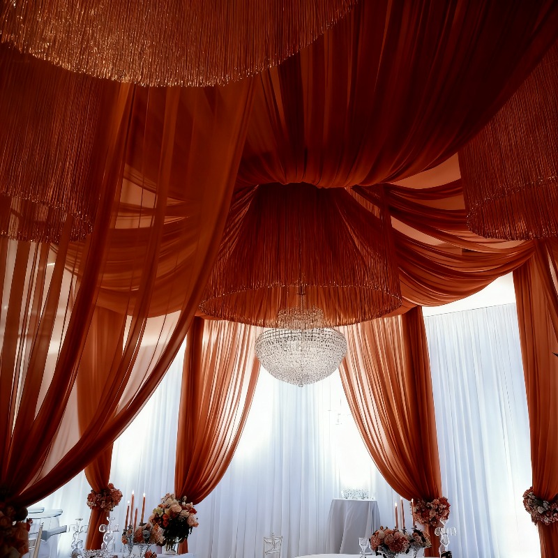 TEMU 1 Rouleau Ultra-Long de 66 m (216.5 pieds) de Transparente Rouge Rouille - Tissu de Douce , Long et Élégant, Idéal pour Décoration de Noël,