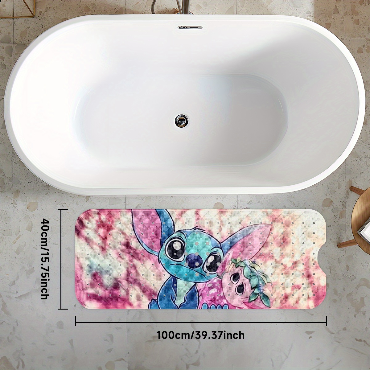  pink and purple tone cartoon style bathtub mat non slip bathroom bath mats for shower floor 40x100cm 15 7x39 3in extra long soft water absorbent anti skid tub mat collection Product details 3