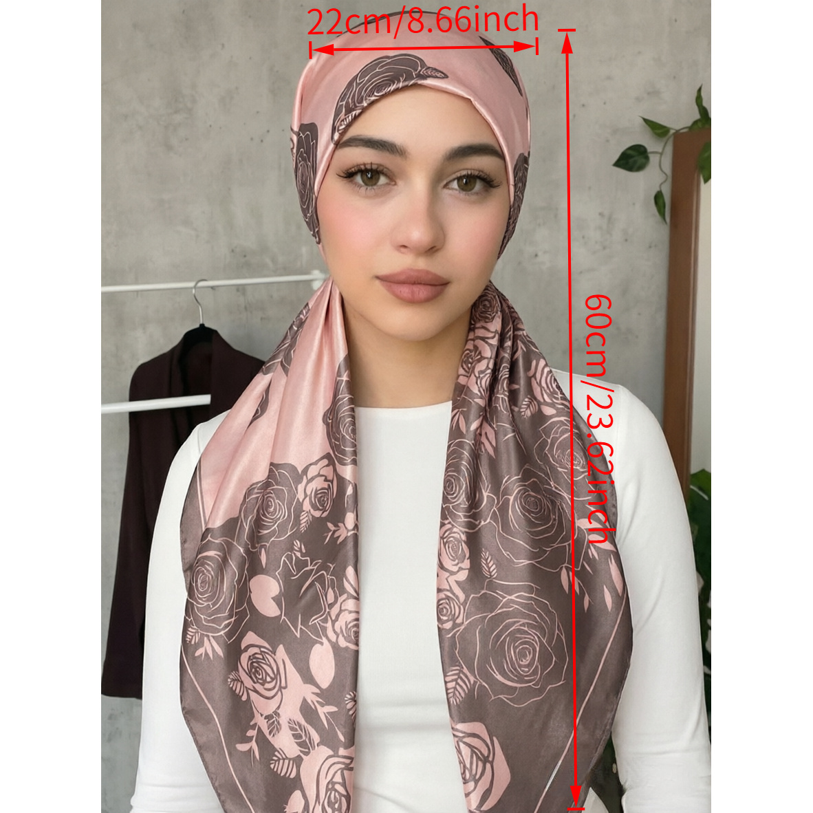 Elastic Dark Rose Floral Headscarf Hat, Comfortable & Stylish