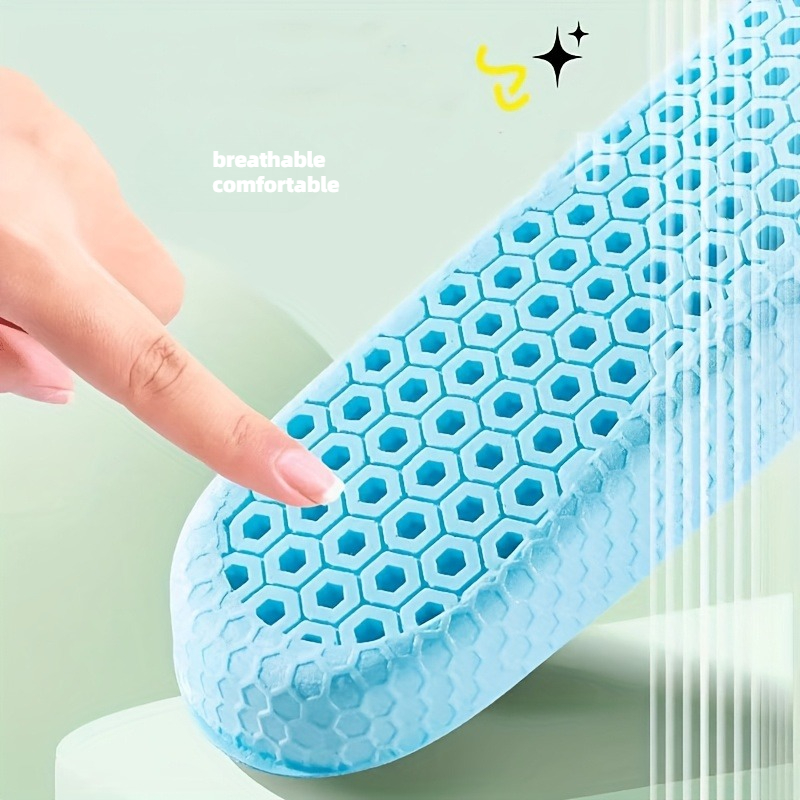 Plantillas de gel de última generación de alta elasticidad y absorción de impactos - Transpirables, resistentes al olor, con soporte ergonómico para el arco y amortiguación hexagonal, adecuadas para correr, caminar y estar de pie - Plantillas unisex cómodas para calzado deportivo y casual, material