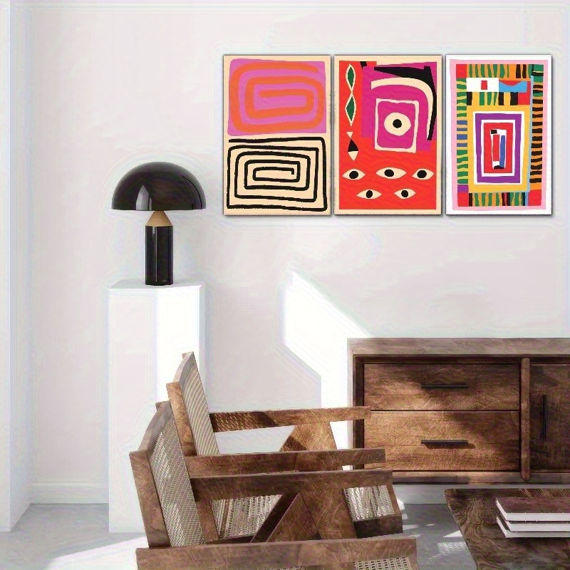TEMU 2d Flat, 2d/flat 3pcs Elegant Wall Decor Set, Perfect For Any – Baroque Art With Line Designs And Exquisite Patterns. Ideal For Living Rooms,