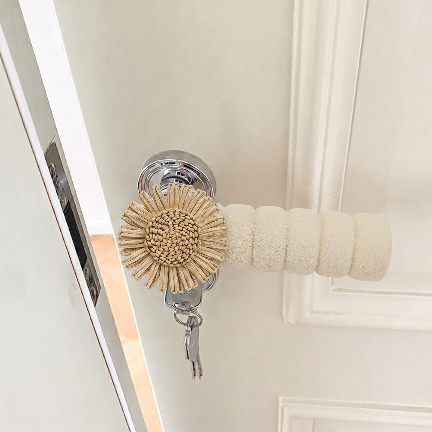 TEMU 2 piezas de fundas para manijas de puerta de , tela tejida a , adecuadas para pomos de puerta de interior, anticolisión, reductoras de ruido con