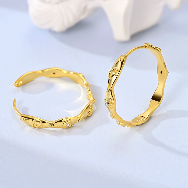 925 Silver Golden Starry Curve Earrings