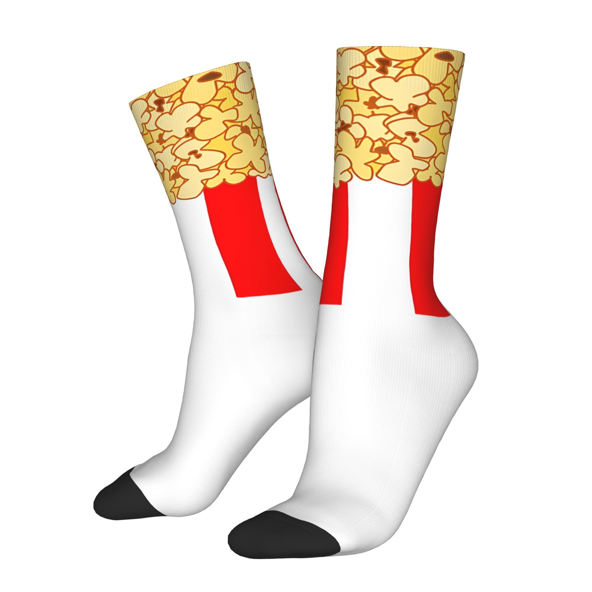 

Men's Popcorn Print Novelty Crew Socks - Breathable, Comfortable Polyester For Wear