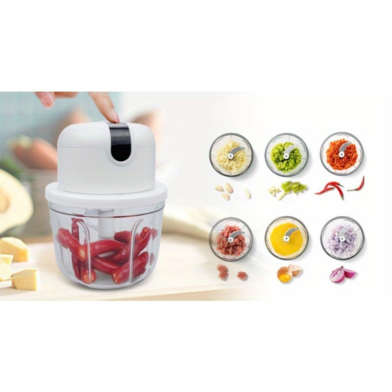 mini electric food processor usb rechargeable garlic mincer meat grinder 11 83oz multi functional kitchen appliance for pepper nuts meat grinding durable plastic lithium battery 18650 series Product details 4