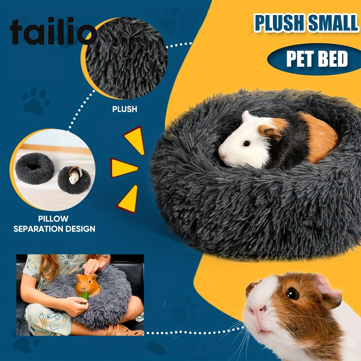 2pcs Ultra-Soft Cozy Plush Small Pet Bed