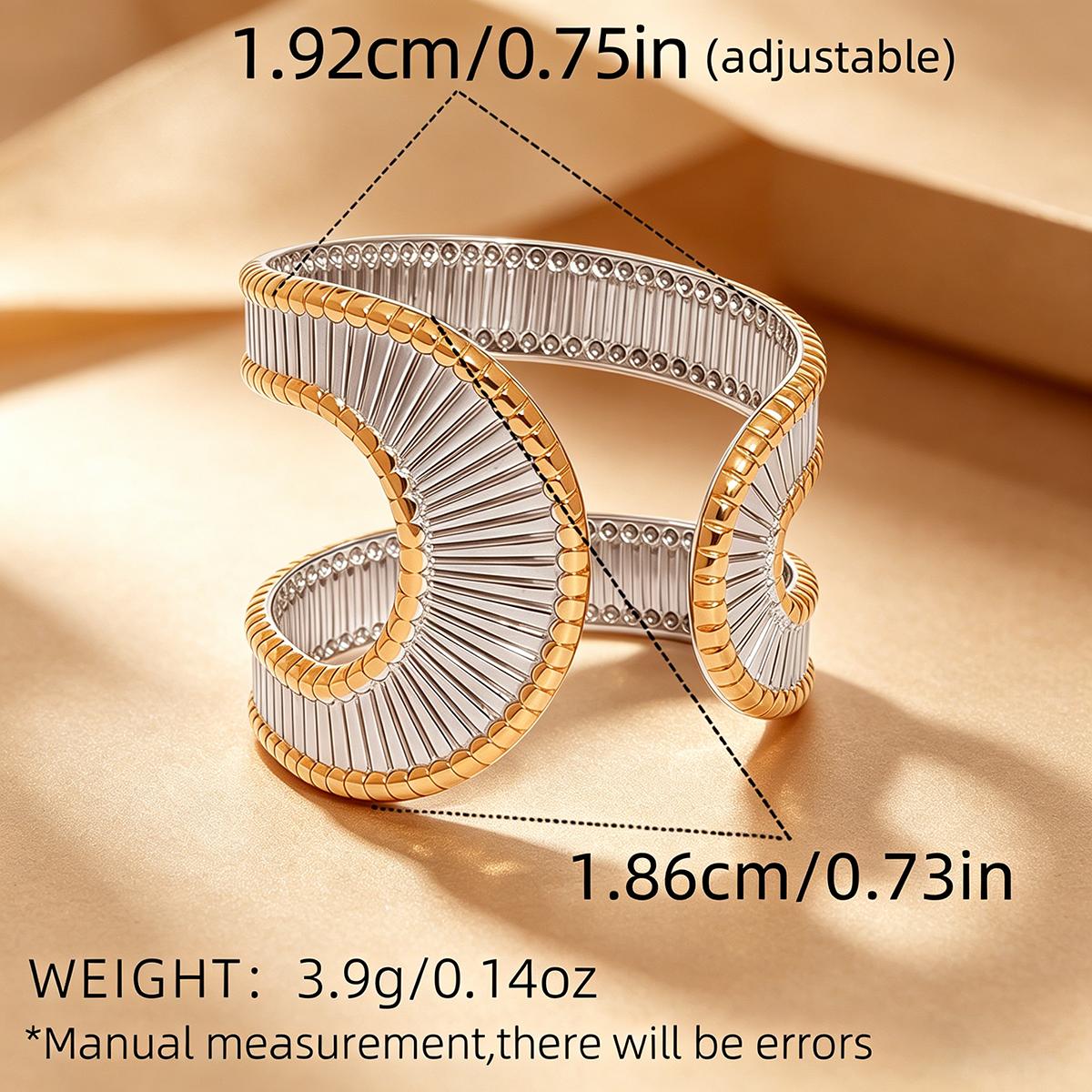 Women's Geometric Hollow Open Ring, Adjustable Charm