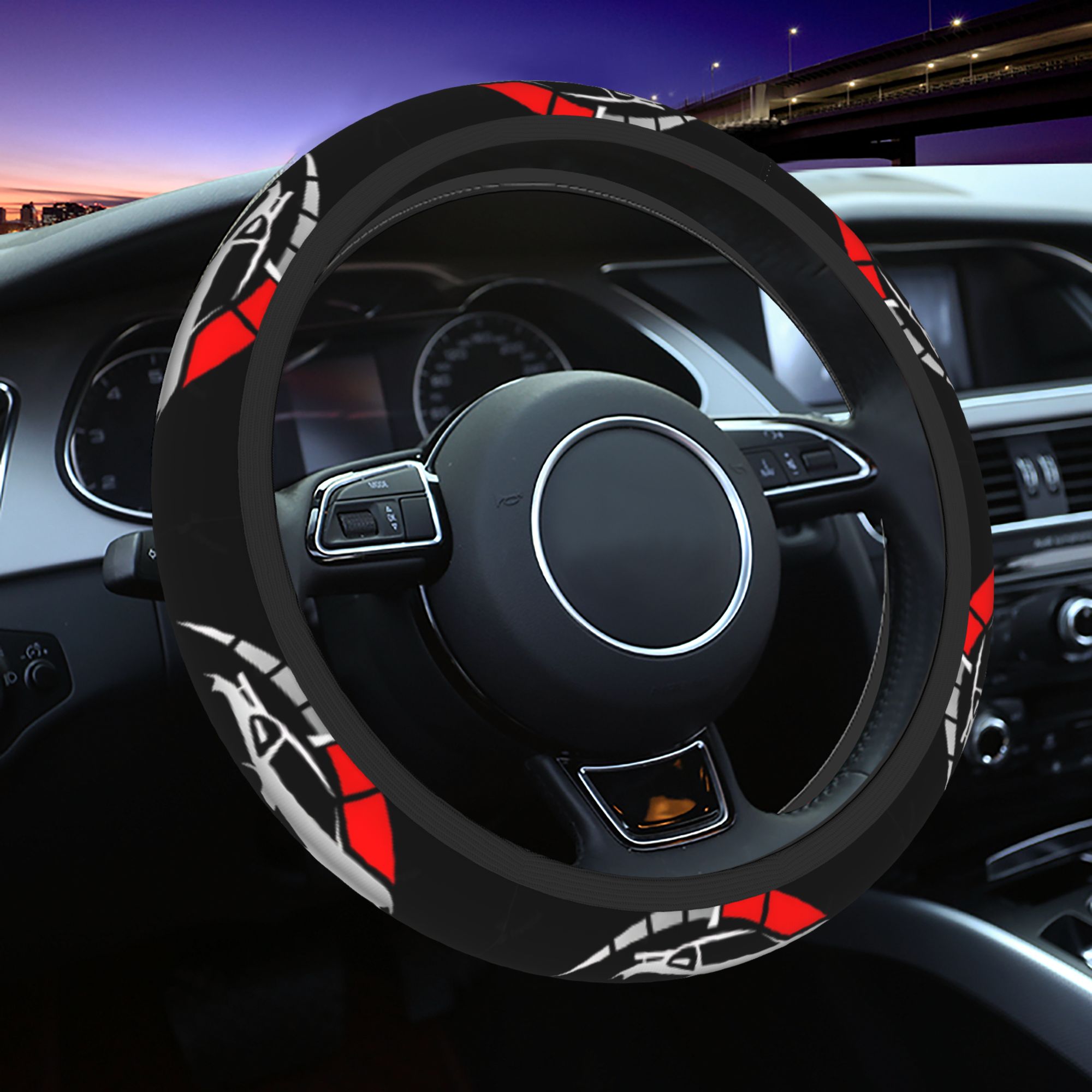 TEMU 1pc Cartoon Cool Logo Cool Logo Steering Wheel Cover No Breathable Non-slip Use Modern Vehicle