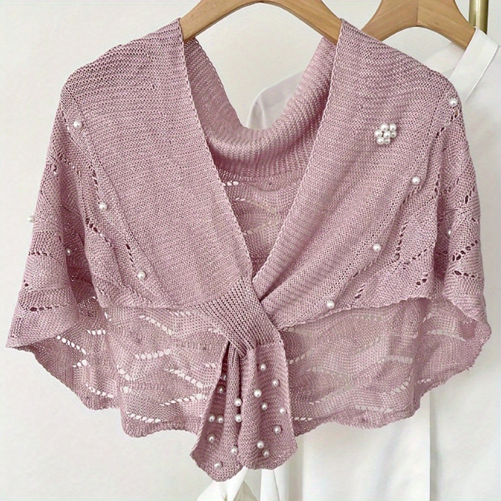 TEMU 1pc Fashion Summer Shawl Beaded Shawl New Model With Cheongsam Outside With Air-conditioned Room Shoulder